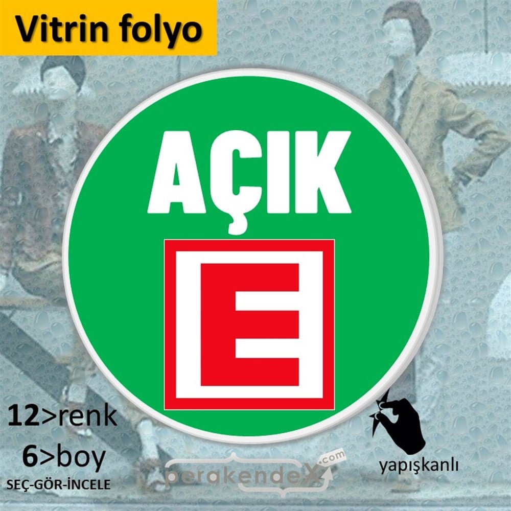 Eczane Açık Yazısı VİTRİN - CAM FOLYO,  VİNİL -oval,tek yön baskıvitrin - cam folyo,  vinil
