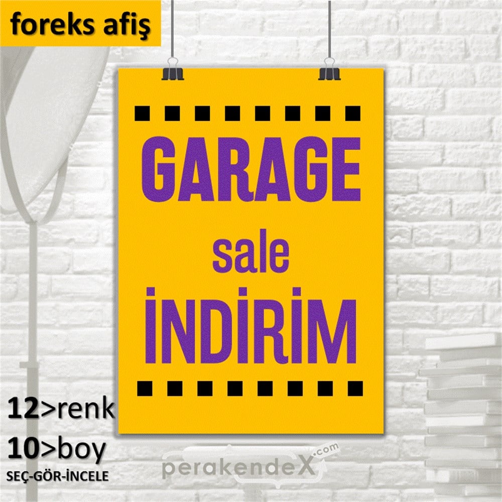 garage sale indirim SERT PLASTİK POSTER -dikdörtgen,tek yön baskı