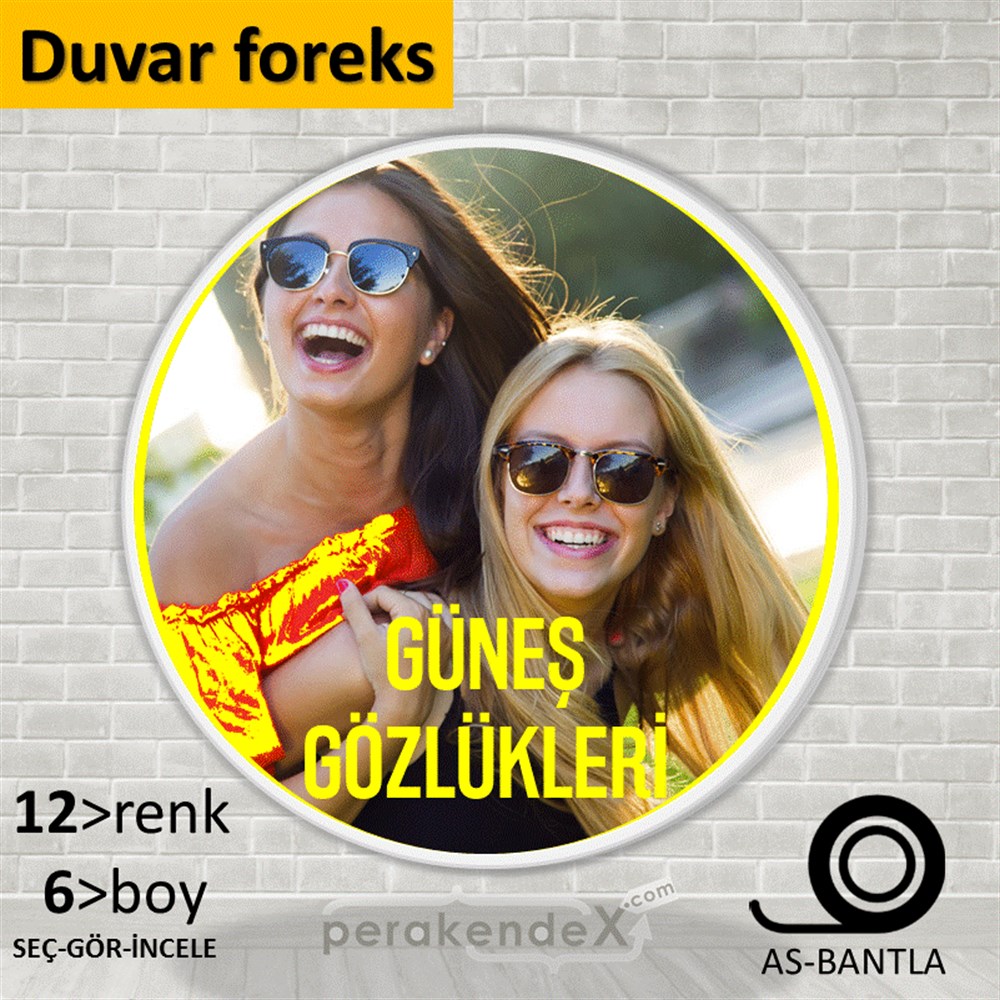 Güneş Gözlükleri SERT PLASTİK POSTER,  AFİŞ -oval,tek yön baskı