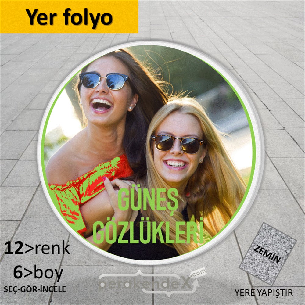 Güneş Gözlükleri YER - ZEMİN FOLYO,  VİNİL -oval,tek yön baskı
