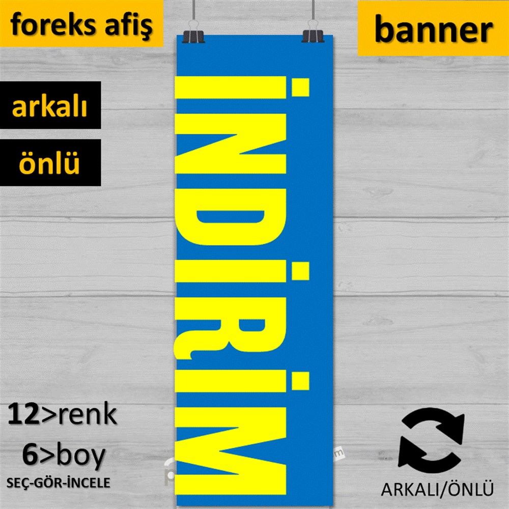 İndirim Dikey Vertical SERT PLASTİK POSTER,  AFİŞ (BANNER) -dikdörtgen,çift yön baskı