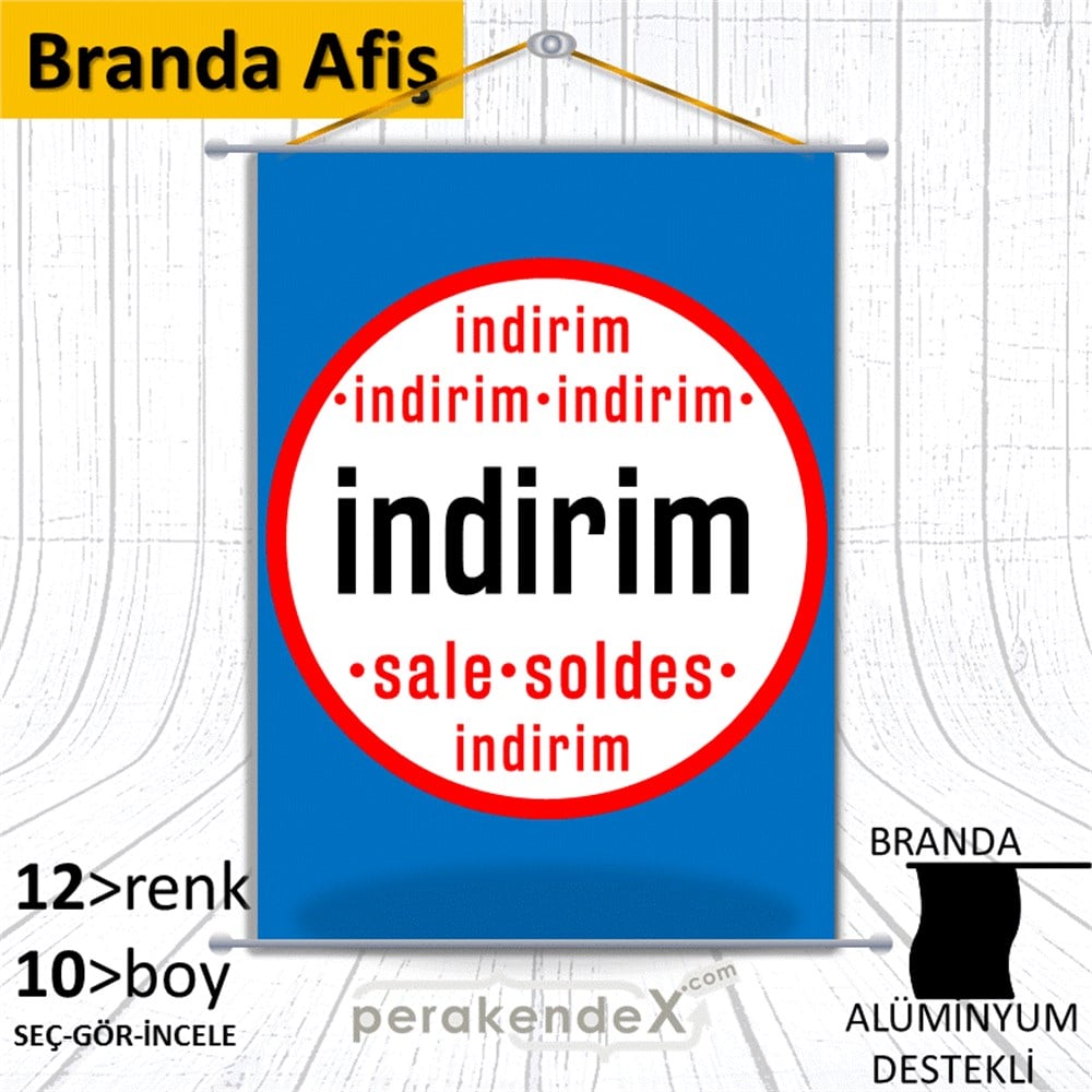 indirim sale soldes BRANDA AFİŞİ -dikdörtgen,tek yön baskı