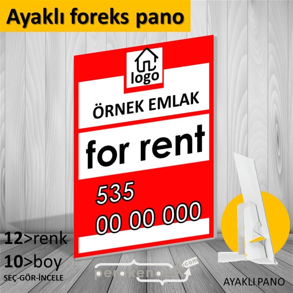 İngilizce Kiralık Yazısı 001 KARTON AYAKLI POSTER,  PANO -dikdörtgen,tek yön baskıkarton ayaklı poster,  pano