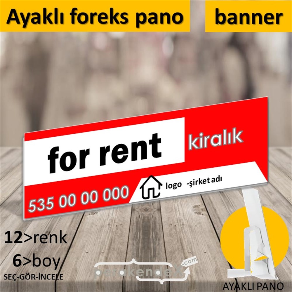 İngilizce Kiralık Yazısı 003 KARTON AYAKLI POSTER,  PANO (BANNER) -dikdörtgen,tek yön baskıkarton ayaklı poster,  pano