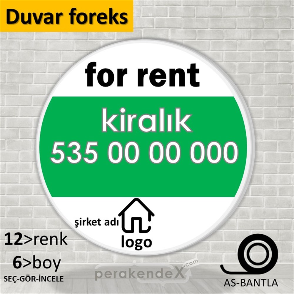 İngilizce Kiralık Yazısı 003 SERT PLASTİK POSTER,  AFİŞ -oval,tek yön baskısert plastik poster,  afiş