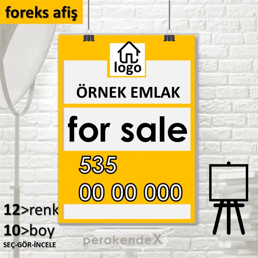 İngilizce Satılık Yazısı 001 SERT PLASTİK POSTER,  AFİŞ -dikdörtgen,tek yön baskısert plastik poster,  afiş