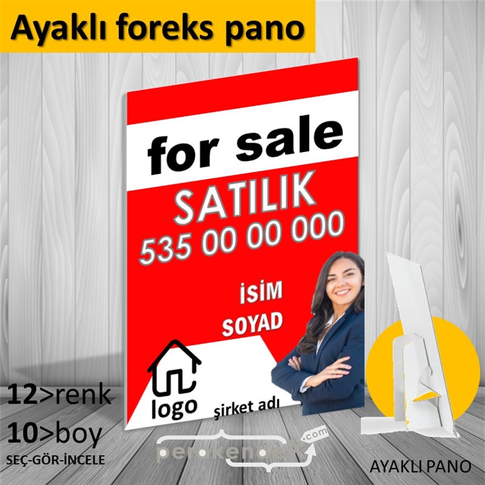 İngilizce Satılık Yazısı 002 KARTON AYAKLI POSTER,  PANO -dikdörtgen,tek yön baskıkarton ayaklı poster,  pano