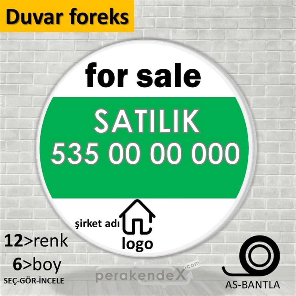 İngilizce Satılık Yazısı 003 SERT PLASTİK POSTER,  AFİŞ -oval,tek yön baskısert plastik poster,  afiş