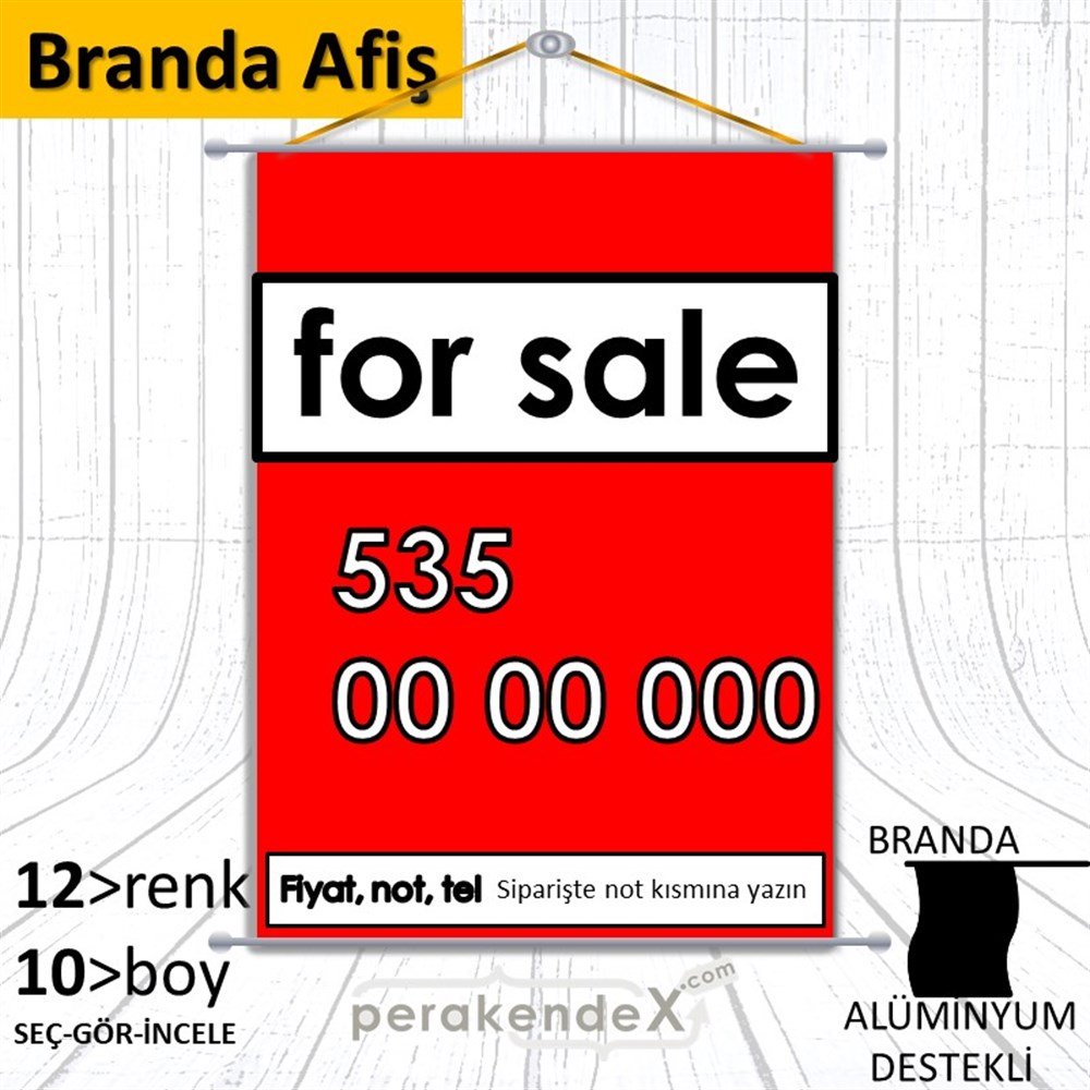 İngilizce Satılık Yazısı 005 BRANDA POSTER,  AFİŞ -dikdörtgen,tek yön baskıbranda poster,  afiş