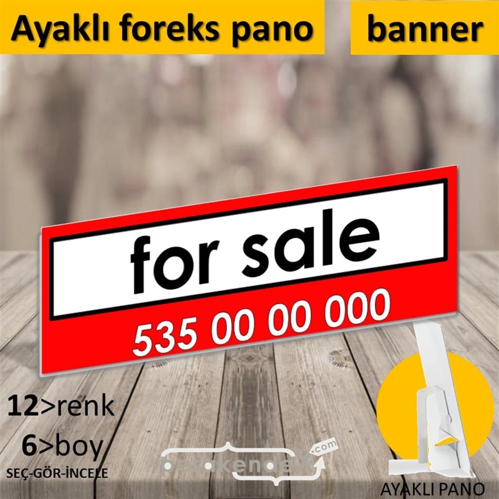 İngilizce Satılık Yazısı 005 KARTON AYAKLI POSTER,  PANO (BANNER) -dikdörtgen,tek yön baskıkarton ayaklı poster,  pano