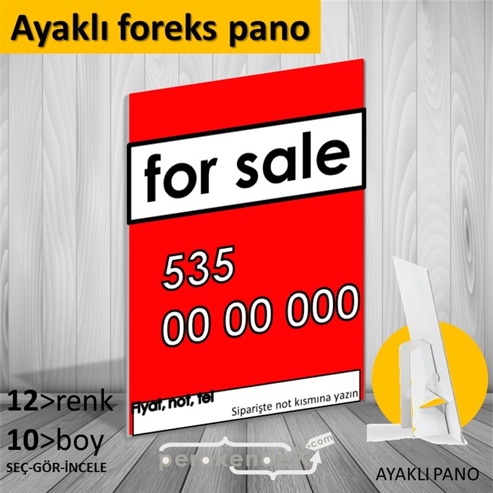 İngilizce Satılık Yazısı 005 KARTON AYAKLI POSTER,  PANO -dikdörtgen,tek yön baskıkarton ayaklı poster,  pano