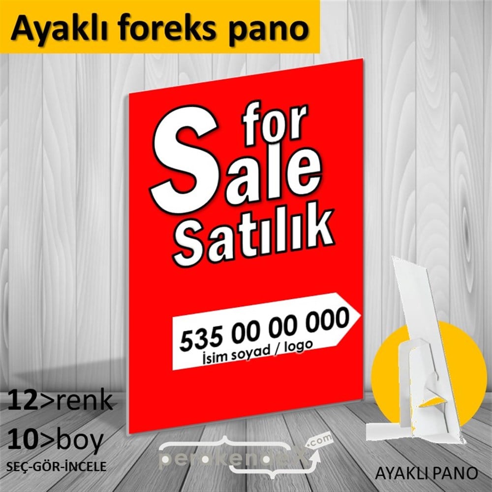 İngilizce Tr Satılık Yazısı 008 KARTON AYAKLI POSTER,  PANO -dikdörtgen,tek yön baskıkarton ayaklı poster,  pano