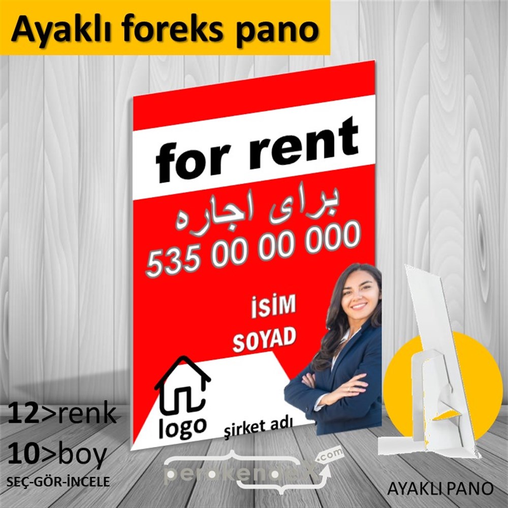 İran Ca Farsça Kiralık Yazısı 002 KARTON AYAKLI POSTER,  PANO -dikdörtgen,tek yön baskıkarton ayaklı poster,  pano