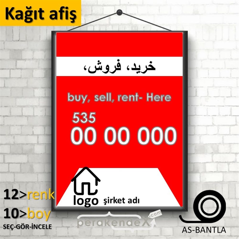 İranca Farsça Al & Sat & Kirala Yazısı 004 KAĞIT POSTER,  AFİŞ -dikdörtgen,tek yön baskıkağıt poster,  afiş