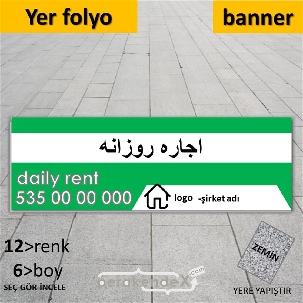 İranca Farsça Günlük Kiralık Yazısı 004 YER - ZEMİN FOLYO,  VİNİL (BANNER) -dikdörtgen,tek yön baskıyer - zemin folyo,  vinil