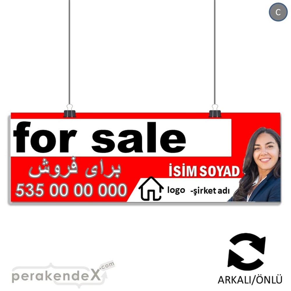 İran'Ca -Farsça Satılık Yazısı 002 SERT PLASTİK POSTER,  AFİŞ (BANNER) -dikdörtgen,çift yön baskısert plastik poster,  afiş