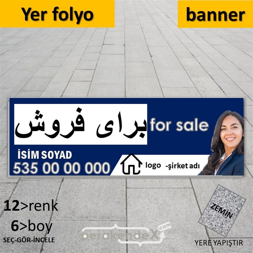 İranca Farsça Satılık Yazısı 102 YER - ZEMİN FOLYO,  VİNİL (BANNER) -dikdörtgen,tek yön baskıyer - zemin folyo,  vinil