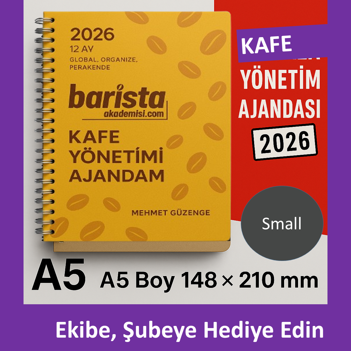 KAFE YÖNETİM & BARİSTA AJANDASI  2026 -- küçük boy  - 12 AYLIK//MAĞAZA YÖNETİM AJANDASI