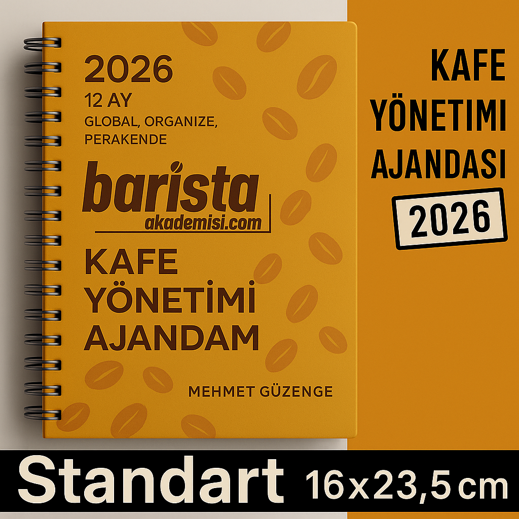 KAFE YÖNETİM & BARİSTA AJANDASI  2026 --x-Standart Boy - 12 AYLIK//MAĞAZA YÖNETİM AJANDASI