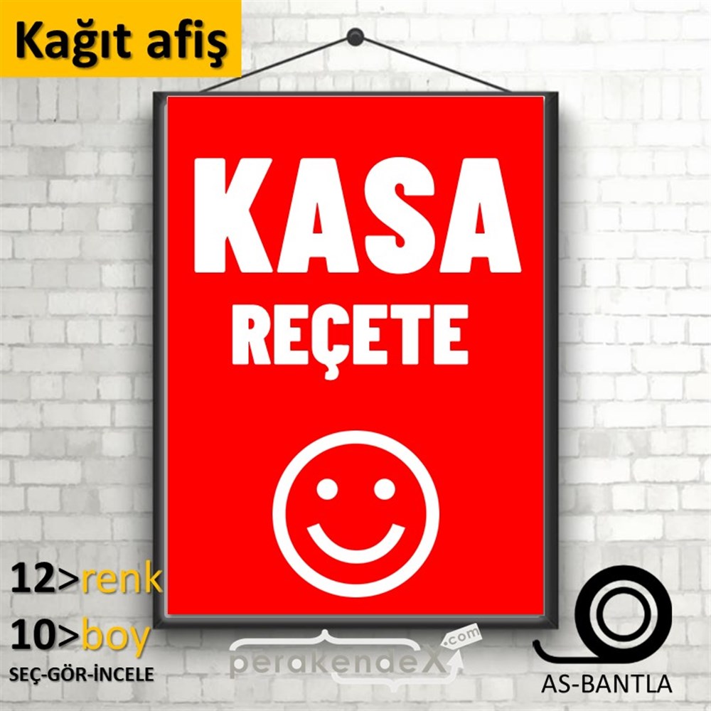 Kasa Reçete Yazısı KAĞIT POSTER,  AFİŞ -dikdörtgen,tek yön baskıkağıt poster,  afiş