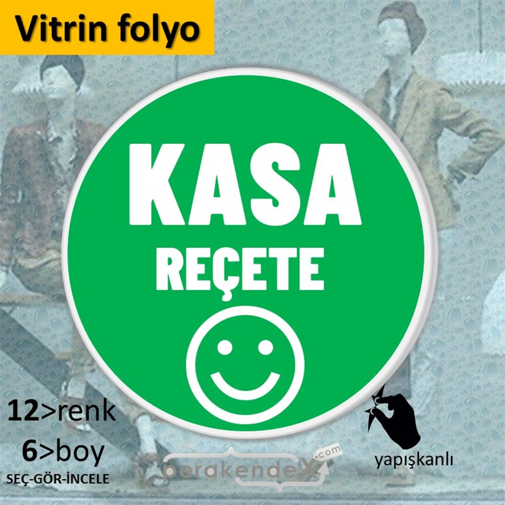 Kasa Reçete Yazısı VİTRİN - CAM FOLYO,  VİNİL -oval,tek yön baskıvitrin - cam folyo,  vinil