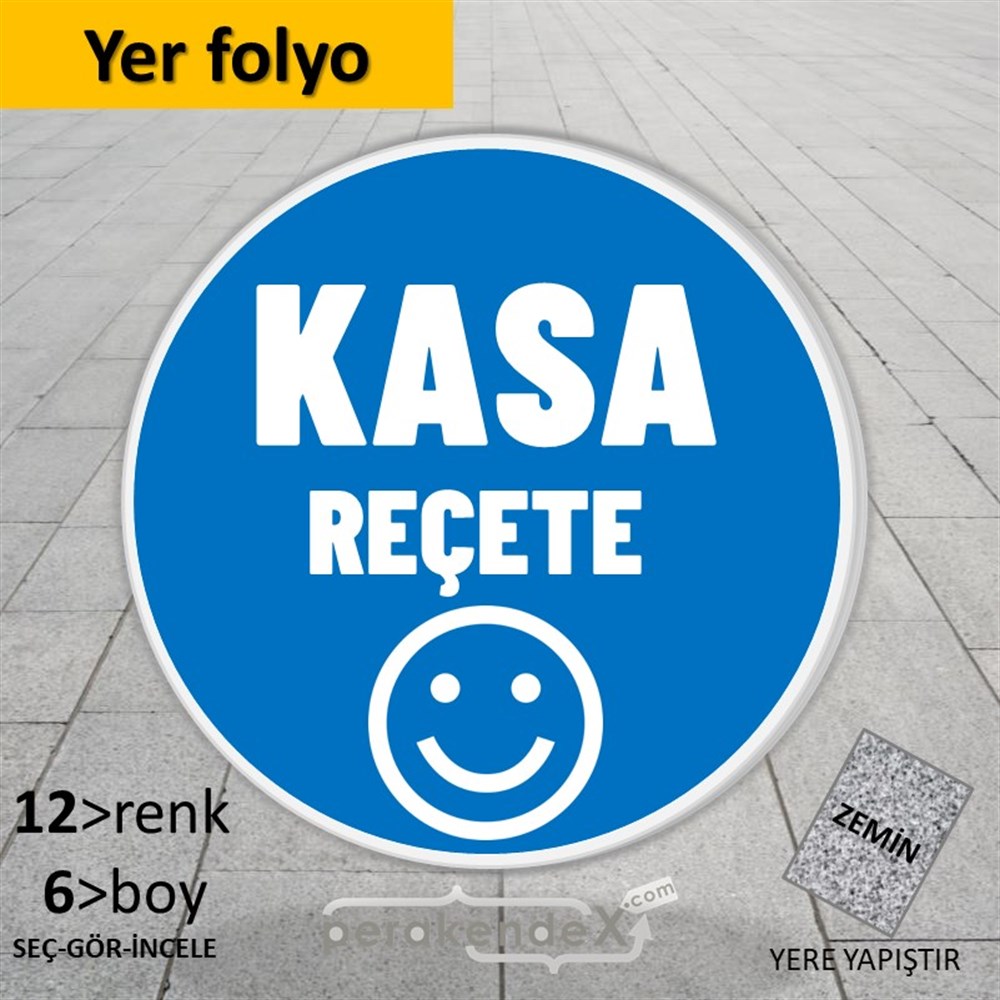 Kasa Reçete Yazısı YER - ZEMİN FOLYO,  VİNİL -oval,tek yön baskıyer - zemin folyo,  vinil