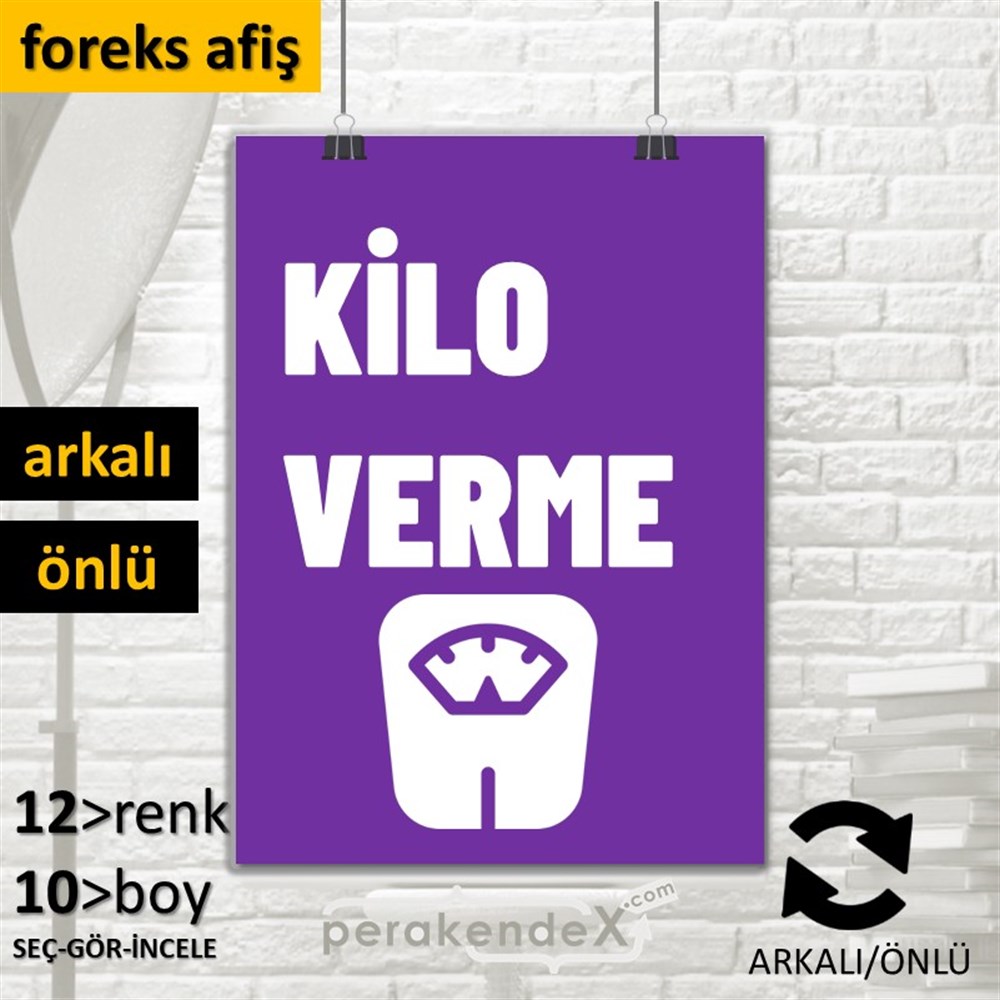 Kilo Verme Ürünleri Yazısı SERT PLASTİK POSTER,  AFİŞ -dikdörtgen,çift yön baskısert plastik poster,  afiş
