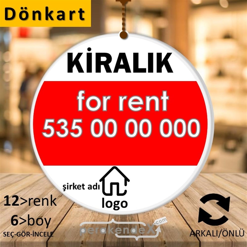 Kiralık Yazısı 003 DÖNKART -oval,çift yön baskıdön-kart