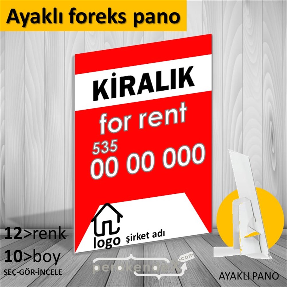 Kiralık Yazısı 003 KARTON AYAKLI POSTER,  PANO -dikdörtgen,tek yön baskıkarton ayaklı poster,  pano