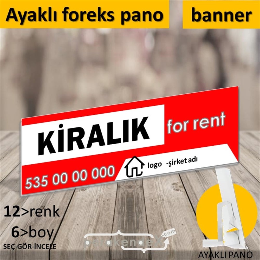Kiralık Yazısı 003 KARTON AYAKLI POSTER,  PANO (BANNER) -dikdörtgen,tek yön baskıkarton ayaklı poster,  pano