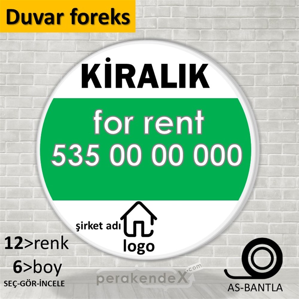 Kiralık Yazısı 003 SERT PLASTİK POSTER,  AFİŞ -oval,tek yön baskısert plastik poster,  afiş