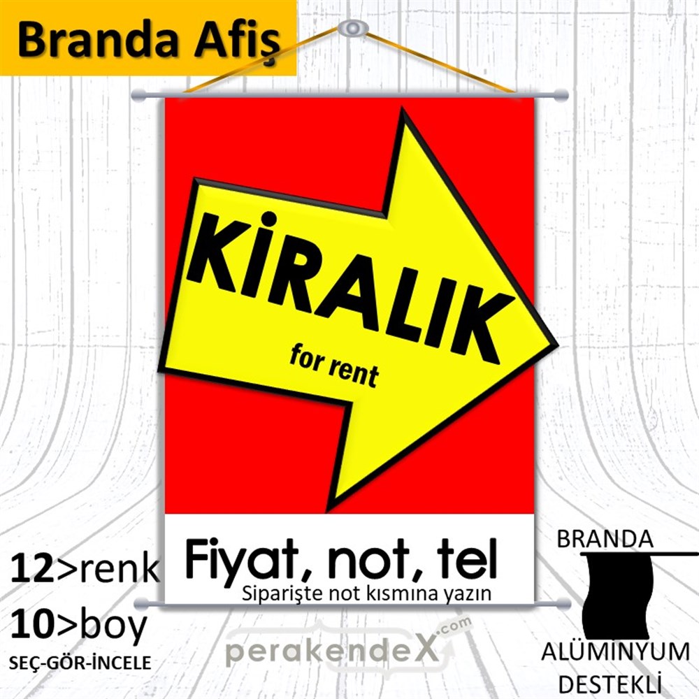 Kiralık Yazısı 007 BRANDA POSTER,  AFİŞ -dikdörtgen,tek yön baskıbranda poster,  afiş