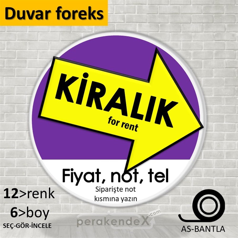 Kiralık Yazısı 007 SERT PLASTİK POSTER,  AFİŞ -oval,tek yön baskısert plastik poster,  afiş
