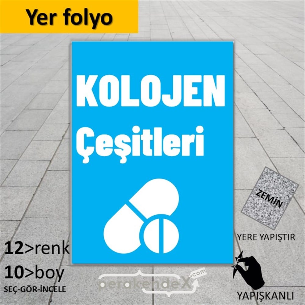 Kolojen Çeşitleri Yazısı YER - ZEMİN FOLYO,  VİNİL -dikdörtgen,tek yön baskıyer - zemin folyo,  vinil