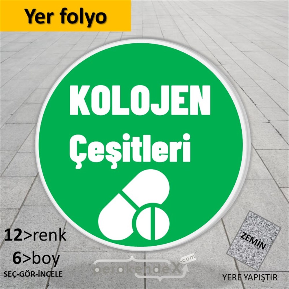 Kolojen Çeşitleri Yazısı YER - ZEMİN FOLYO,  VİNİL -oval,tek yön baskıyer - zemin folyo,  vinil