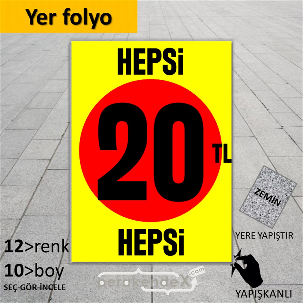 Ne Alırsan Hepsi 20 Tl YER - ZEMİN FOLYO,  VİNİL -dikdörtgen,tek yön baskı