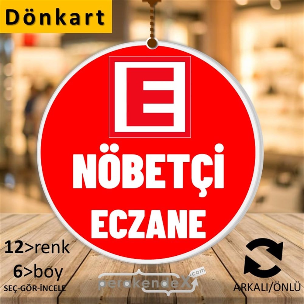 Nöbetçi Eczane Yazısı DÖNKART -oval,çift yön baskıdön-kart