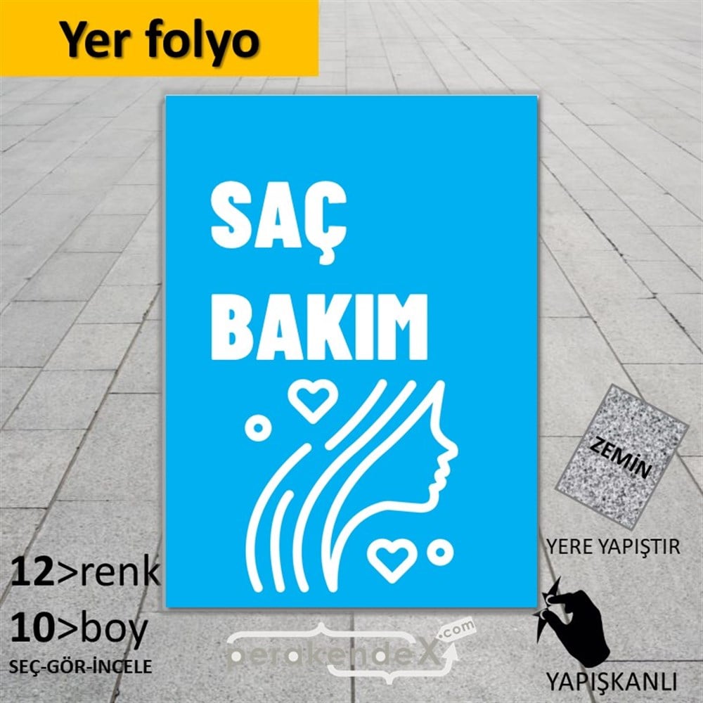 Saç Bakım Ürün Yazısı YER - ZEMİN FOLYO,  VİNİL -dikdörtgen,tek yön baskıyer - zemin folyo,  vinil