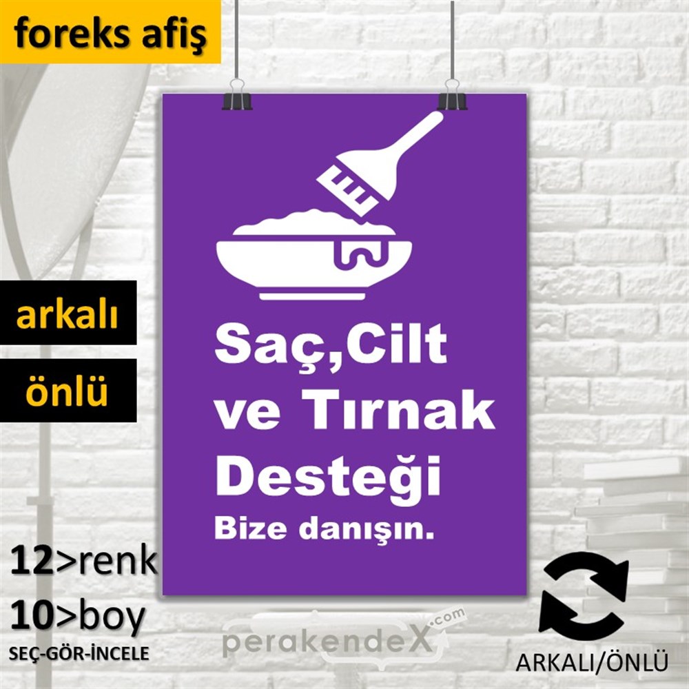 Saç,Cilt Ve Tırnak Desteği SERT PLASTİK POSTER,  AFİŞ -dikdörtgen,çift yön baskısert plastik poster,  afiş