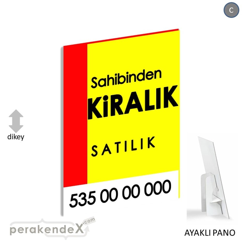 Sahibinden Kiralık & Satılık Yazısı 006 KARTON AYAKLI POSTER,  PANO -dikdörtgen,tek yön baskıkarton ayaklı poster,  pano