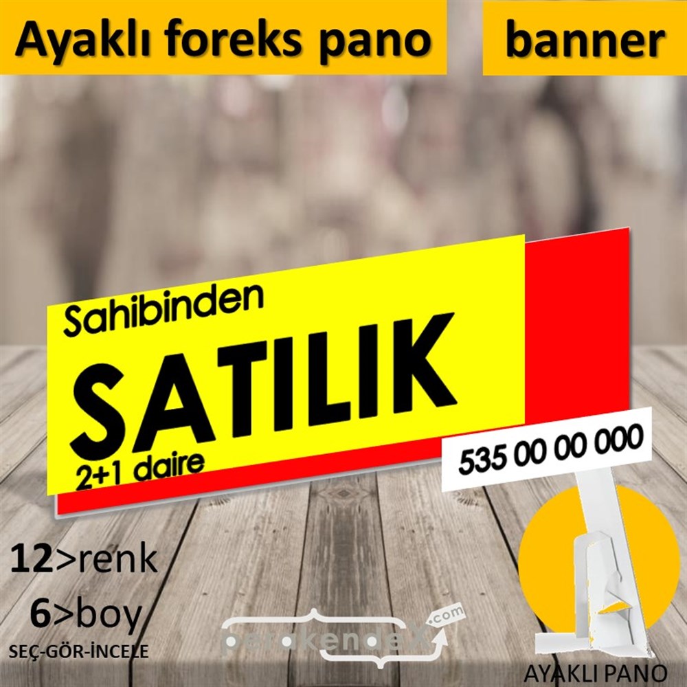 Sahibinden Satılık Yazısı 006 KARTON AYAKLI POSTER,  PANO (BANNER) -dikdörtgen,tek yön baskıkarton ayaklı poster,  pano