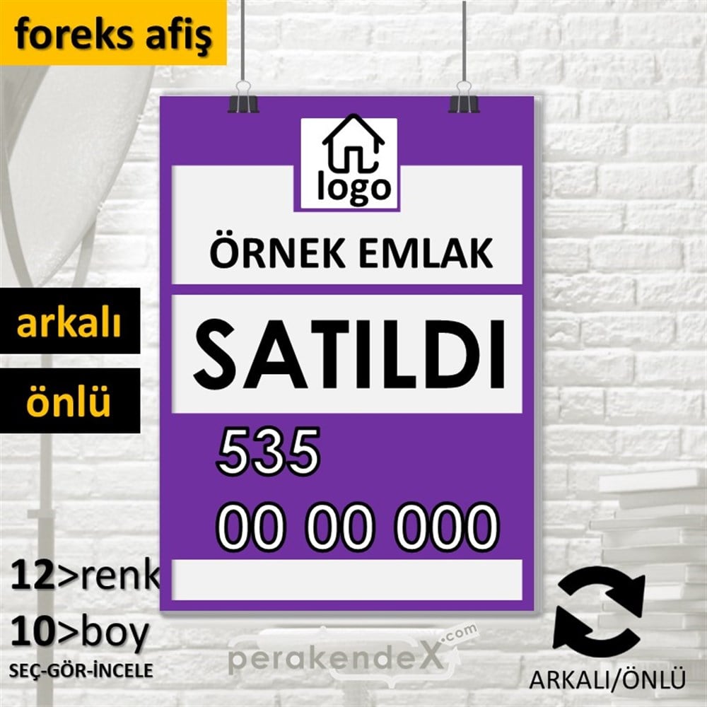 Satıldı Yazısı 001 SERT PLASTİK POSTER,  AFİŞ -dikdörtgen,çift yön baskısert plastik poster,  afiş