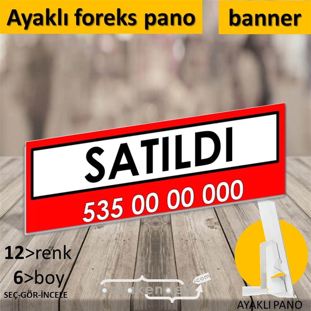 Satıldı Yazısı 005 KARTON AYAKLI POSTER,  PANO (BANNER) -dikdörtgen,tek yön baskıkarton ayaklı poster,  pano