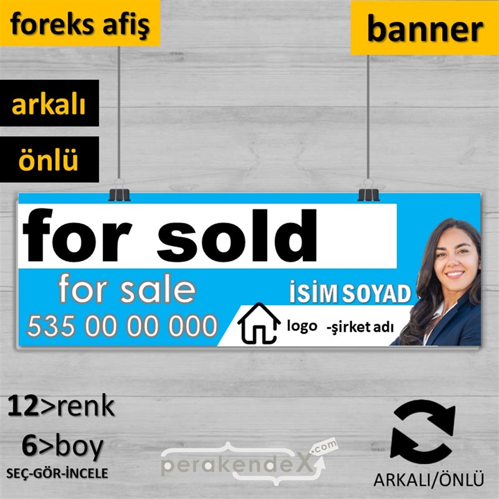 Satılık Yazısı 002 SERT PLASTİK POSTER,  AFİŞ (BANNER) -dikdörtgen,çift yön baskısert plastik poster,  afiş