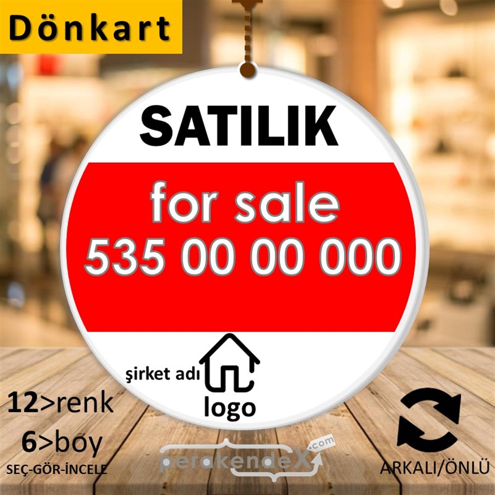 Satılık Yazısı 003 DÖNKART -oval,çift yön baskıdön-kart