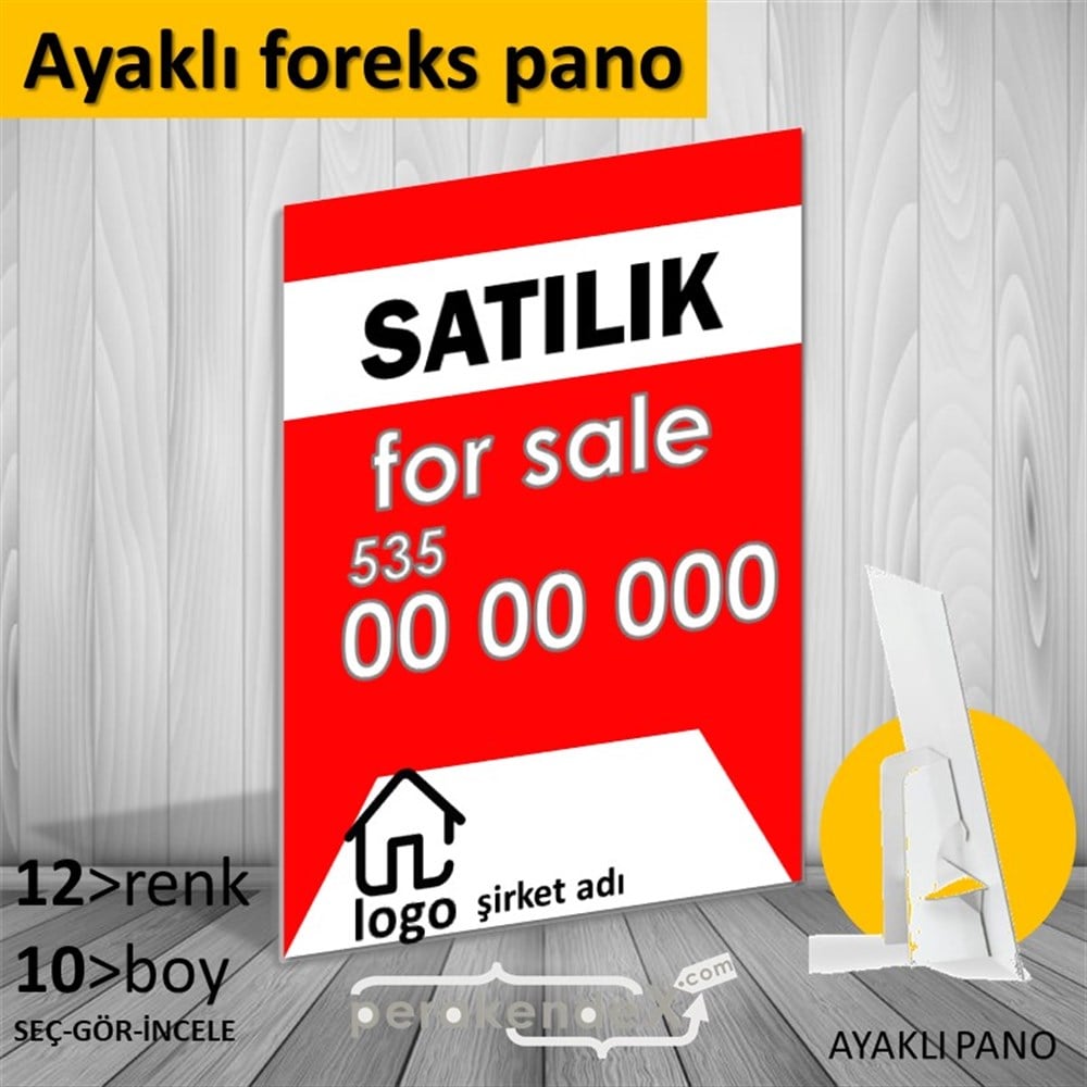 Satılık Yazısı 003 KARTON AYAKLI POSTER,  PANO -dikdörtgen,tek yön baskıkarton ayaklı poster,  pano