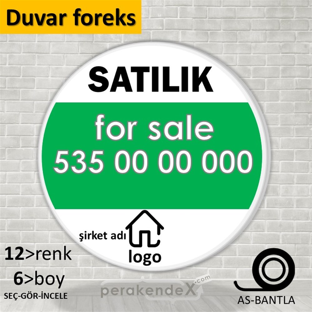 Satılık Yazısı 003 SERT PLASTİK POSTER,  AFİŞ -oval,tek yön baskısert plastik poster,  afiş