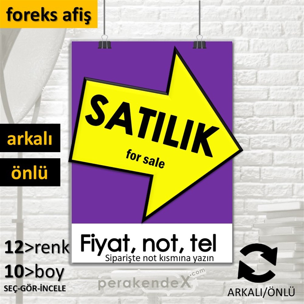 Satılık Yazısı 007 SERT PLASTİK POSTER,  AFİŞ -dikdörtgen,çift yön baskısert plastik poster,  afiş