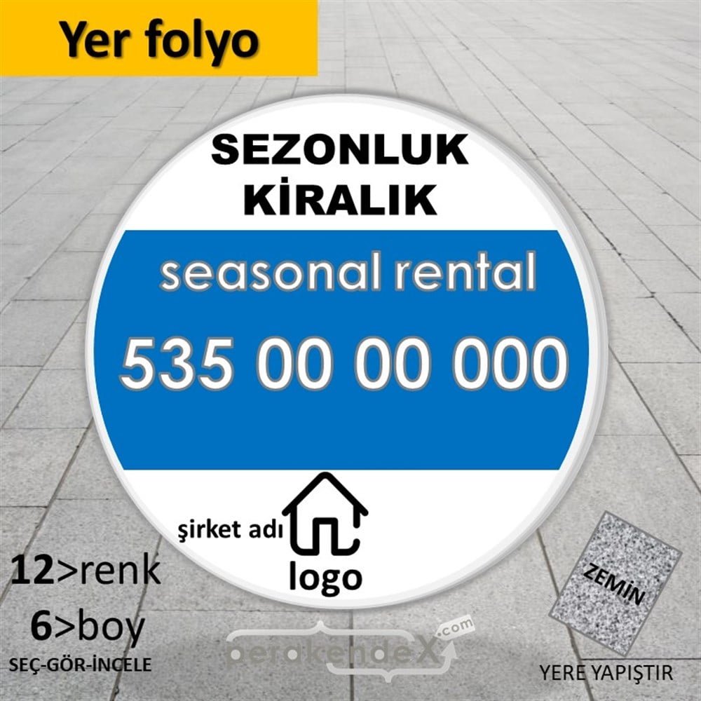 Sezonluk Kiralık Yazısı 004 YER - ZEMİN FOLYO,  VİNİL -oval,tek yön baskıyer - zemin folyo,  vinil