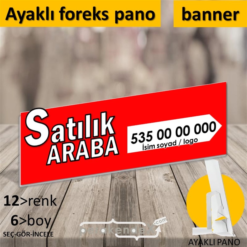 Tr İngilizce Satılık Araba Yazısı 008 KARTON AYAKLI POSTER,  PANO (BANNER) -dikdörtgen,tek yön baskıkarton ayaklı poster,  pano